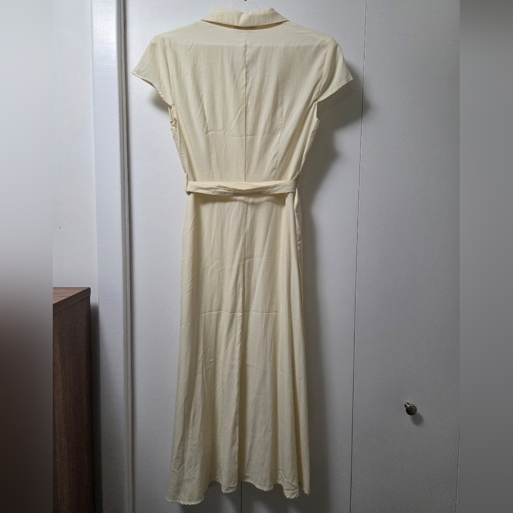 RIHOAS Cream Cap-Sleeved Midi Dress with Belt SMALL - Picture 8 of 10